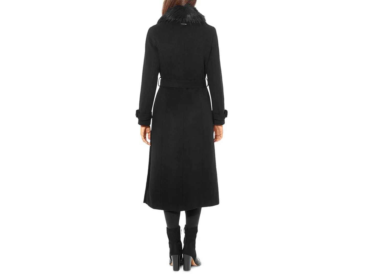 Vince Camuto Faux Fur Trim Belted Wrap Coat