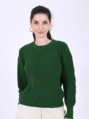 Women Green Round Neck Sweater