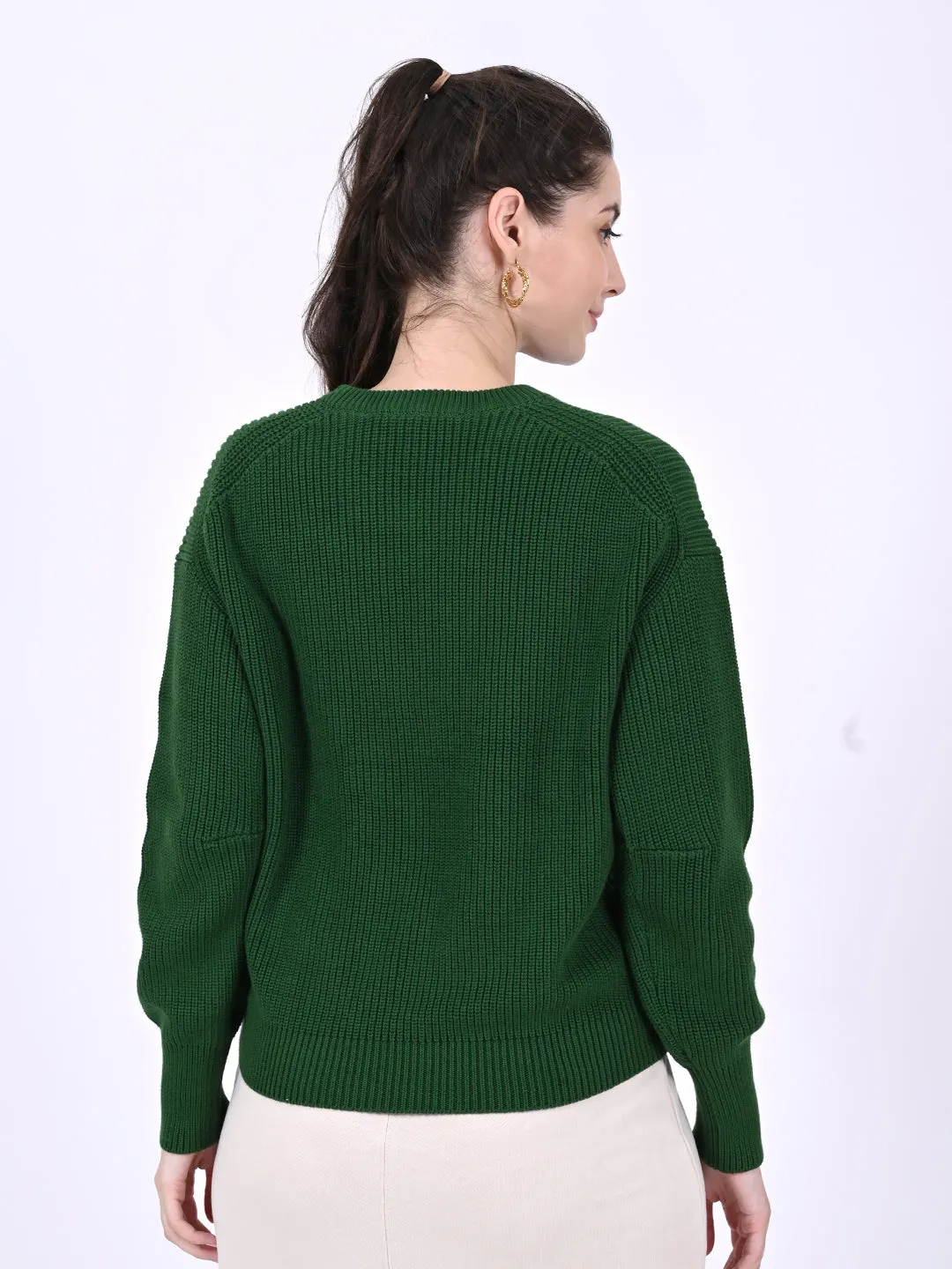 Women Green Round Neck Sweater