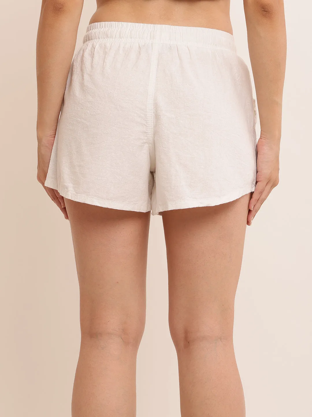 Women Linen Boyfriend Fit Shorts