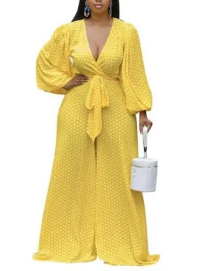 WOMEN YELLOW LONG SLEEVE JUMPSUIT